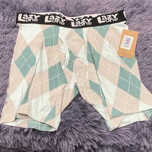 Lazy One Men's Argyle GOLF STYLE Boxer Briefs - Teal and Cream